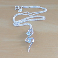 BOXED GIFT SET/Sterling Silver Blue Topaz Pendant & 18" Silver Chain/Sterling Silver Topaz Necklace/Topaz Jewellery/Topaz Earrings/UK - Thumbnail 1
