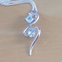 BOXED GIFT SET/Sterling Silver Blue Topaz Pendant & 18" Silver Chain/Sterling Silver Topaz Necklace/Topaz Jewellery/Topaz Earrings/UK - Thumbnail 2