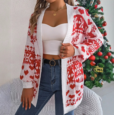 Loose Pocket Long Sleeved Cardigan Sweater Jacket