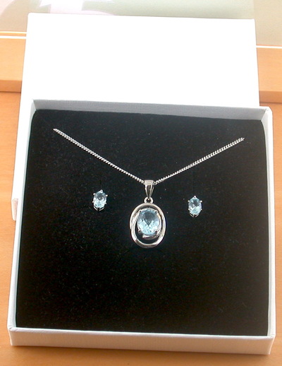 Copy of BOXED GIFT SET/Sterling Silver Blue Topaz Pendant & 18" Silver Chain/Sterling Silver Topaz Necklace/Topaz Jewellery/Topaz Jewelry/UK
