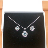 BOXED GIFT SET/Sterling Silver Blue Topaz Flower Pendant & Chain/Topaz Necklace/Topaz Necklace/Topaz jewellery/Topaz Earrings/UK - Thumbnail 9