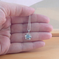 BOXED GIFT SET/Sterling Silver Blue Topaz Flower Pendant & Chain/Topaz Necklace/Topaz Necklace/Topaz jewellery/Topaz Earrings/UK - Thumbnail 3