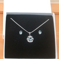 BOXED GIFT SET/Sterling Silver Blue Topaz Flower Pendant & Chain/Topaz Necklace/Topaz Necklace/Topaz jewellery/Topaz Earrings/UK - Thumbnail 9