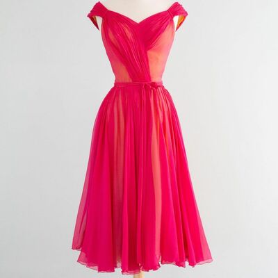 1950s vintage a line red prom dress birthday party gown