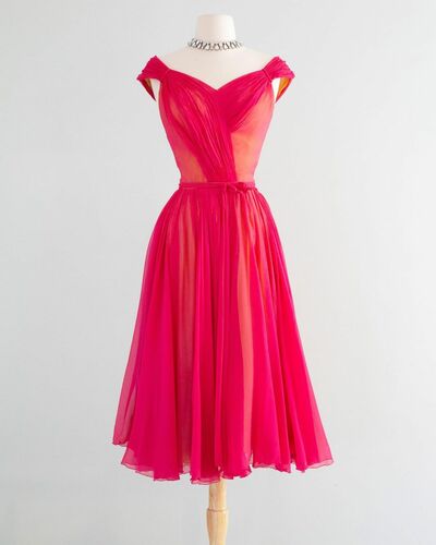 1950S Vintage A Line Red Prom Dress Birthday Party Gown