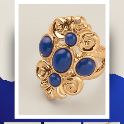 Royal blue crown statement ring - Thumbnail 4