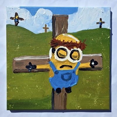 Study by a figure at the base of the Grucifixion 