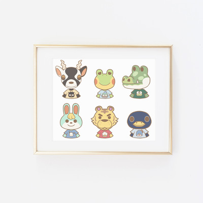 Animal friends boys collection collage print