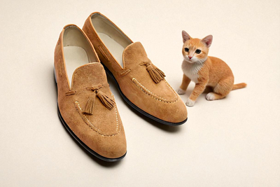 Crafted Leather Classic Brown Suede Leather Tassel Loafers Dress Shoes