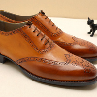 Crafted Leather Classic Brown Leather Formal Oxford Wingtip Lace up Dress Shoes - Thumbnail 6
