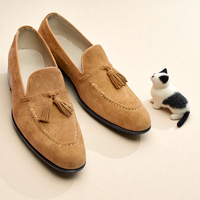 Crafted Leather Classic Brown Suede Leather Tassel Loafers Dress Shoes - Thumbnail 2