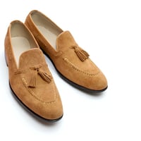 Crafted Leather Classic Brown Suede Leather Tassel Loafers Dress Shoes - Thumbnail 3