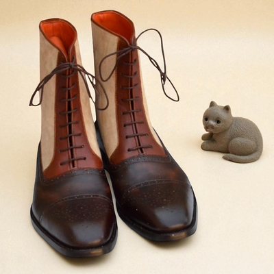 Crafted leather classic men beige brown suede leather shoes ankle high lace up dress boot
