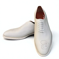 Crafted Leather Classic White Leather Oxford Lace up Dress Shoes - Thumbnail 2