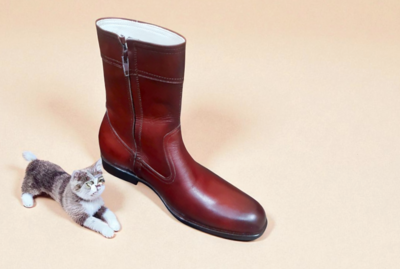 Crafted Leather Classic Brown Leather Side Zipper Ankle High Cowboy Jodhpur Dress Boot