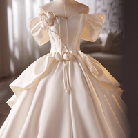 White Satin Long Prom Dress, A-Line Sweetheart Neck Evening Party Dress - Thumbnail 1