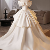 White Satin Long Prom Dress, A-Line Sweetheart Neck Evening Party Dress - Thumbnail 5