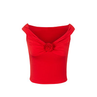 Casual vest with patchwork decorative chest fabric flowers - Thumbnail 1