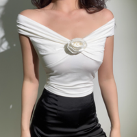 Casual vest with patchwork decorative chest fabric flowers - Thumbnail 3