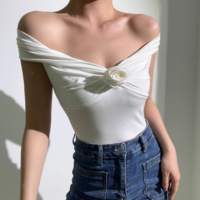 Casual vest with patchwork decorative chest fabric flowers - Thumbnail 7