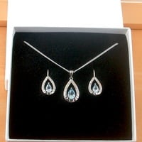BOXED GIFT BOX/Sterling Silver Blue Topaz Teardrop Pendant & Chain/Blue Topaz Necklace/Topaz Jewellery/Topaz JewelryTopaz Earrings/UK - Thumbnail 9