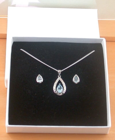 BOXED GIFT BOX/Sterling Silver Blue Topaz Teardrop Pendant & Chain/Blue Topaz Necklace/Topaz Jewellery/Topaz JewelryTopaz Earrings/UK