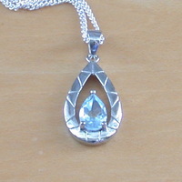 BOXED GIFT BOX/Sterling Silver Blue Topaz Teardrop Pendant & Chain/Blue Topaz Necklace/Topaz Jewellery/Topaz JewelryTopaz Earrings/UK - Thumbnail 1