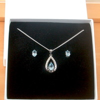 BOXED GIFT BOX/Sterling Silver Blue Topaz Teardrop Pendant & Chain/Blue Topaz Necklace/Topaz Jewellery/Topaz JewelryTopaz Earrings/UK - Thumbnail 10