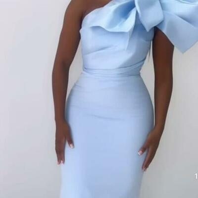Blue mermaid prom dress one shoulder evening formal dress birthday party gown - Thumbnail 1