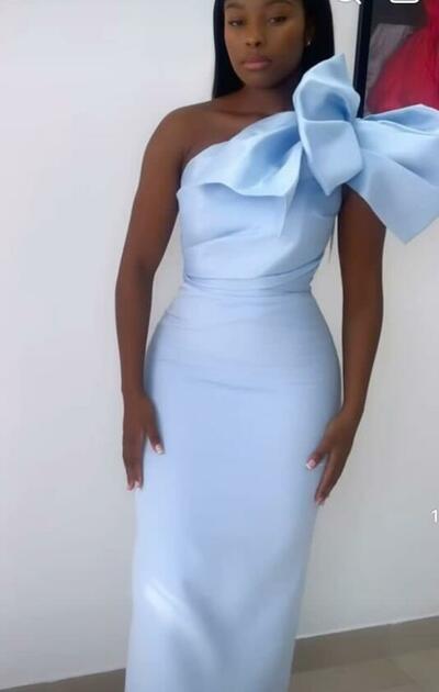 Blue Mermaid Prom Dress One Shoulder Evening Formal Dress Birthday Party Gown