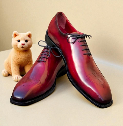 Crafted Leather Classic Men Burgundy Leather Oxford Lace up Dress Shoes