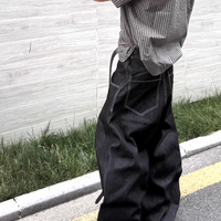 BUCKLE CURVED BAGGY JEANS  - Thumbnail 2