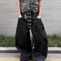 BUCKLE CURVED BAGGY JEANS  - Thumbnail 3