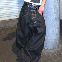 BUCKLE CURVED BAGGY JEANS  - Thumbnail 4