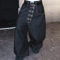 BUCKLE CURVED BAGGY JEANS  - Thumbnail 5