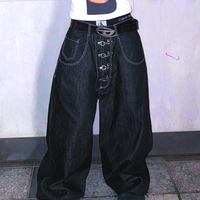 BUCKLE CURVED BAGGY JEANS  - Thumbnail 6