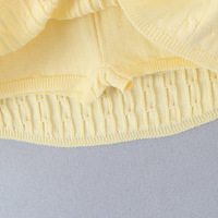 Retro Gypsy Light Yellow Knitted Mini Stretch Hip Skirt - Thumbnail 4