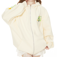 Cute apple green kitty cat ears hooded jacket - Thumbnail 6