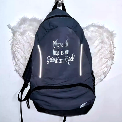 Free shipping-where the f**k is my guardian angel backpack