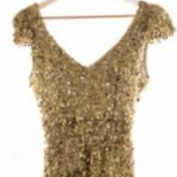 Gold Sequins V Neck V Back Wedding Dresses  - Thumbnail 1