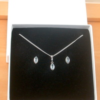 BOXED GIFT SET/Sterling Silver Blue Topaz Marquise Pendant & Chain/Blue Topaz Necklace/Topaz Necklace/Topaz Jewellery/Topaz Jewelry/UK - Thumbnail 9