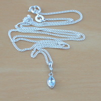 BOXED GIFT SET/Sterling Silver Blue Topaz Marquise Pendant & Chain/Blue Topaz Necklace/Topaz Necklace/Topaz Jewellery/Topaz Jewelry/UK - Thumbnail 2