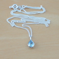 BOXED GIFT SET/Sterling Silver Blue Topaz Teardrop Pendant & Chain/Blue Topaz Necklace/Topaz Jewellery/Topaz Jewelry/November Birthstone/UK - Thumbnail 2