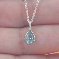 BOXED GIFT SET/Sterling Silver Blue Topaz Teardrop Pendant & Chain/Blue Topaz Necklace/Topaz Jewellery/Topaz Jewelry/November Birthstone/UK - Thumbnail 3