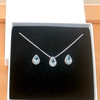BOXED GIFT SET/Sterling Silver Blue Topaz & Cz Pendant & Chain/Blue Topaz Necklace/Topaz Jewellery/Topaz Jewelry/November Birthstone/UK - Thumbnail 9