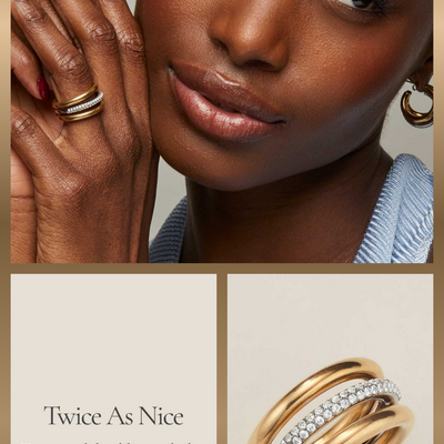 Stainless steel luxe two-tone cz orbit ring - final sale - Thumbnail 1