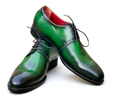 Crafted Leather Classic Men Green Patina Oxford Lace up Dress Shoes
