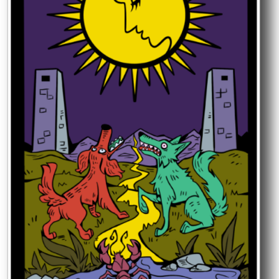 The moon tarot 4" glossy sticker