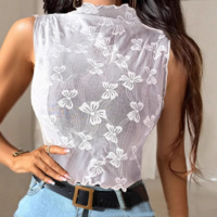 Temperament Mesh Sleeveless Vest Tops Shirt - Thumbnail 1