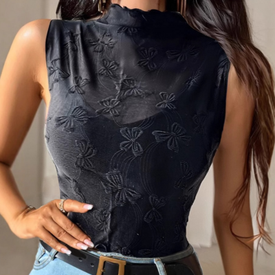 Temperament mesh sleeveless vest tops shirt